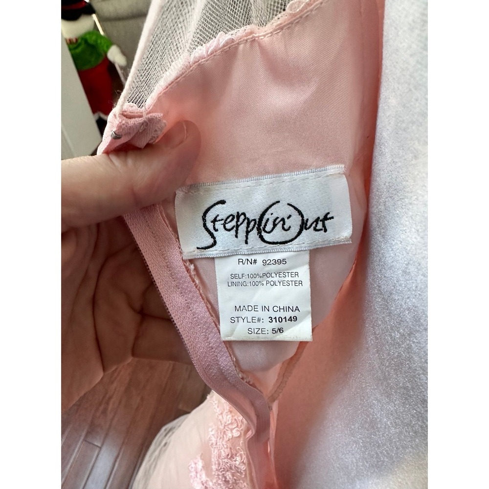 Vintage Steppin Out Baby Pink Embroidered Tulle Sheer Cocktail Dress Size Small - Picture 11 of 11
